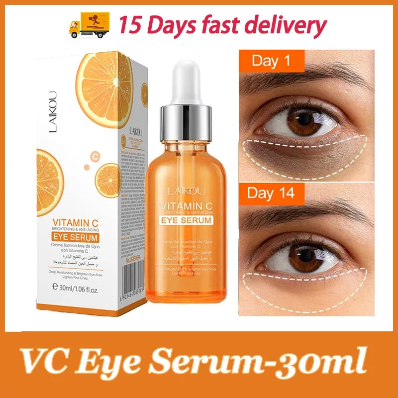 Vitamin C Remove Dark Circles Eye Serum Anti-Wrinkle Fade Fine Line Anti Eye Bag Puffiness Essence Anti-Aging Lift Firm Eye Care