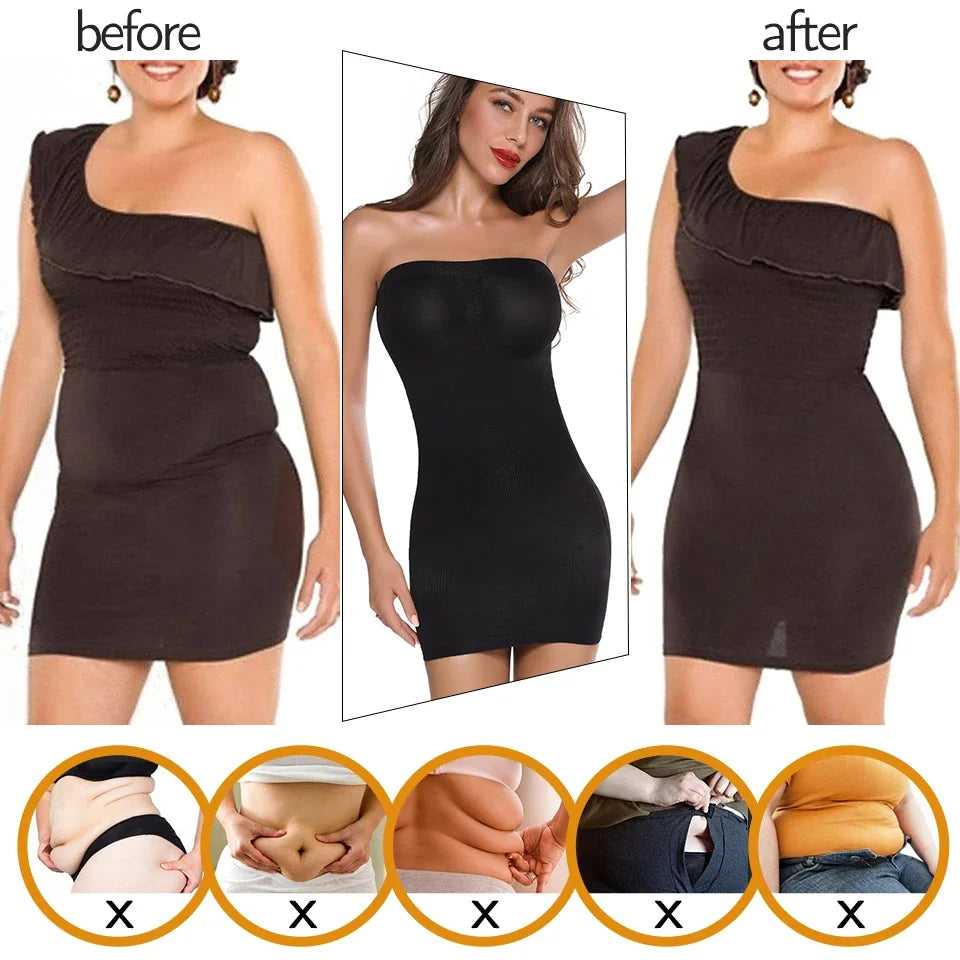 Women Shapewear Strapless Full Slips for Under Dresses Tummy Control Slips Slimming Skirts Full Body Shaper Underwear