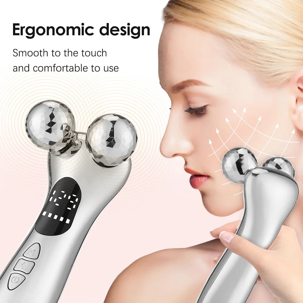 EMS Face Lift Device V-Face Slimmer Skin Tightening Double Chin Remover Eye Care Massage Beauty Roller 4D Roller Facial Massager