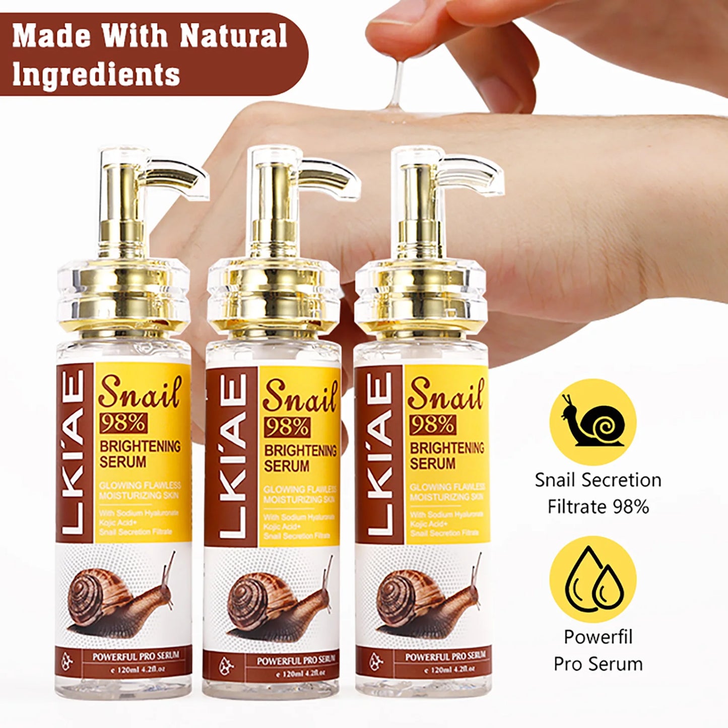 AILKE Dark Spot Eraser Vitamin K Snail Hyaluronic Acid Antiwrinkle Moisturizing Whitening Face Serum For Skin Lightening