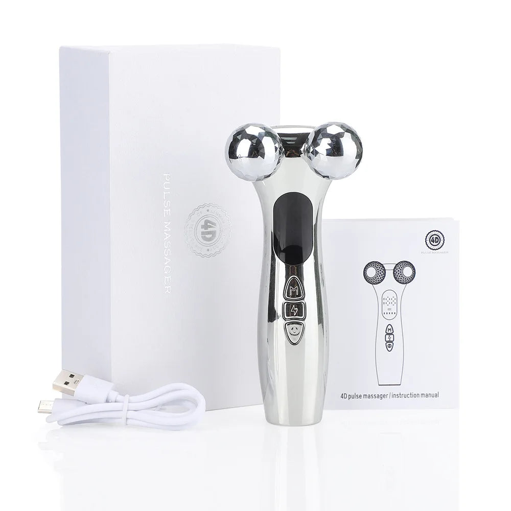 EMS Face Lift Device V-Face Slimmer Skin Tightening Double Chin Remover Eye Care Massage Beauty Roller 4D Roller Facial Massager