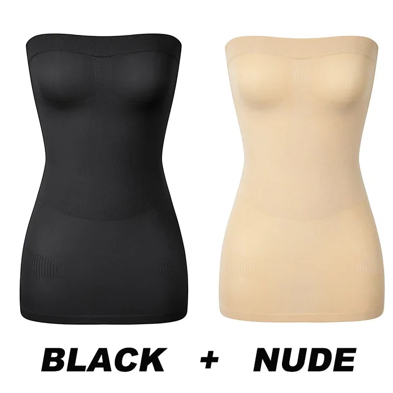 Women Shapewear Strapless Full Slips for Under Dresses Tummy Control Slips Slimming Skirts Full Body Shaper Underwear