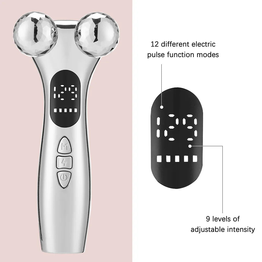 EMS Face Lift Device V-Face Slimmer Skin Tightening Double Chin Remover Eye Care Massage Beauty Roller 4D Roller Facial Massager